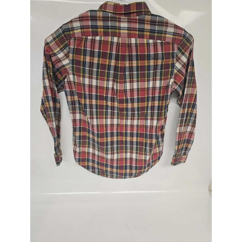 Ralph Lauren Mens Blue Lined Insulated‎ Shirt Red Plaid Madras Patchwork Large